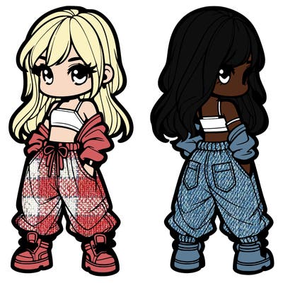 girl in crop top and baggy pants