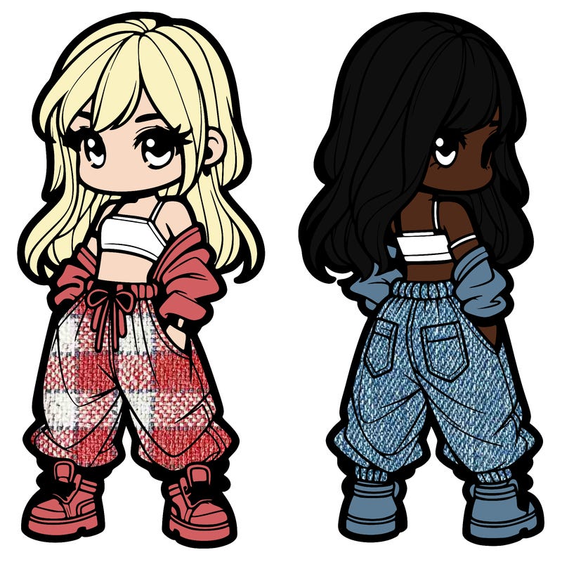 girl in crop top and baggy pants