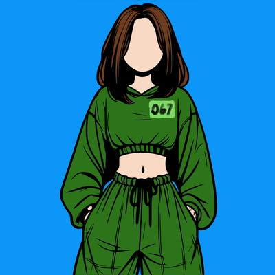 realistic girl faceless with baggy pants and a crop top
