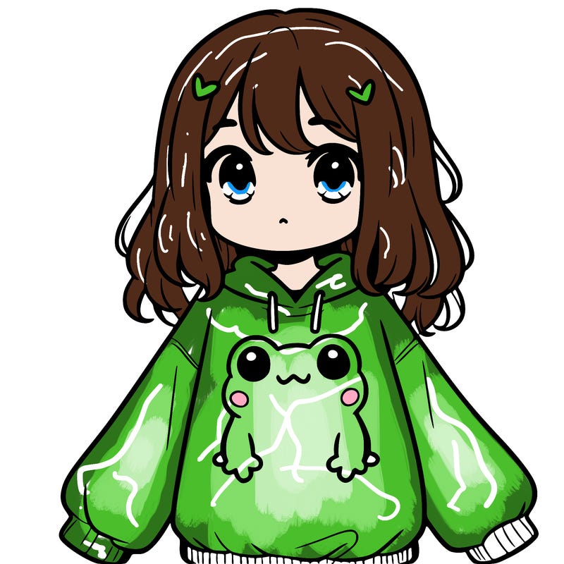 girl wearing frogging sweatshirt