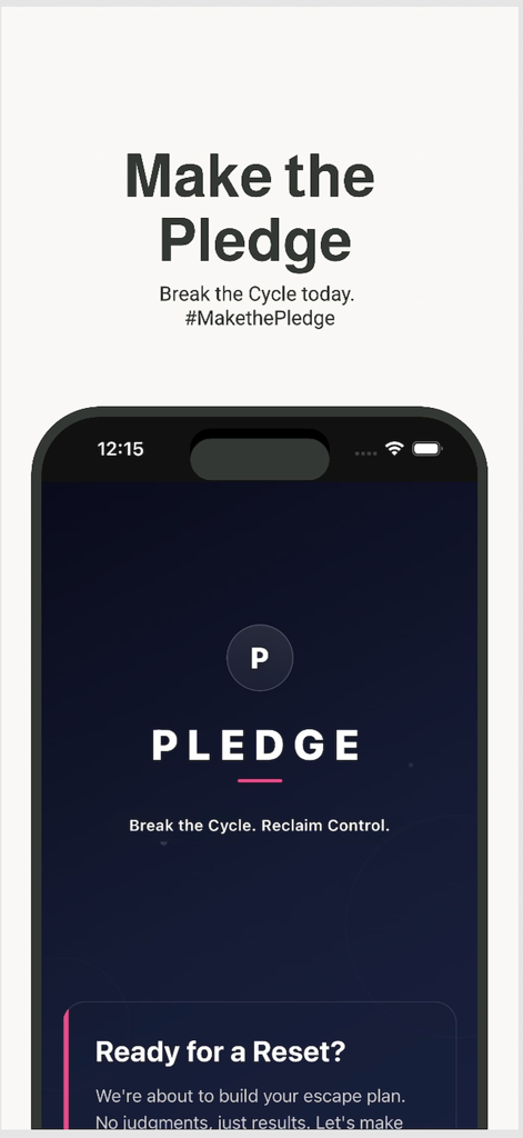 Pledge AI: Quit Porn & NoFap - Pledge AI app introduction screen with the message Break the Cycle Reclaim Control