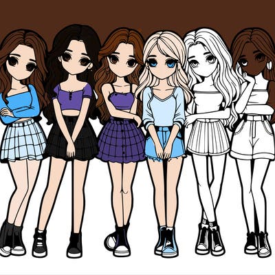 a group of girls realistic