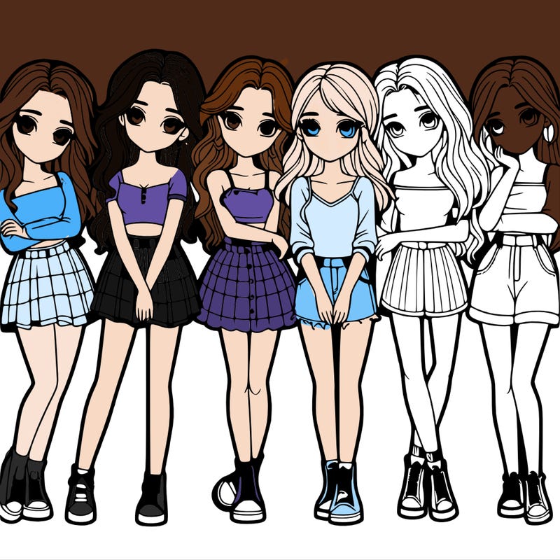 a group of girls realistic