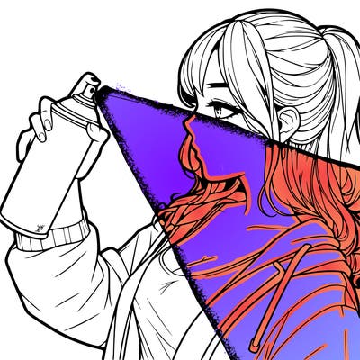 a realistic girl spray, painting