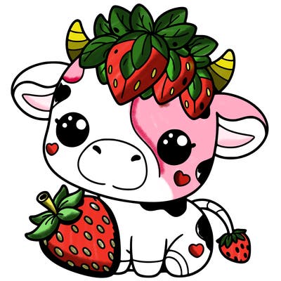 cute strawberry cow