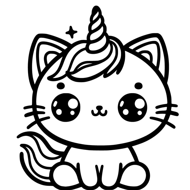 kitty whith a unicorn horn on right side