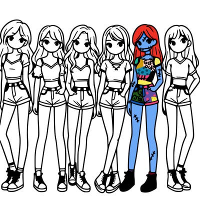 a group of girls wearing crop tops and shorts