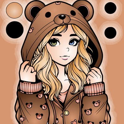 realistic girl in a animal pjs hoodie