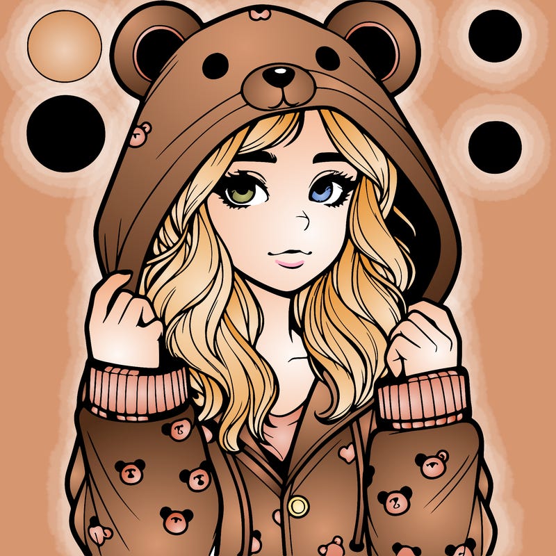 realistic girl in a animal pjs hoodie