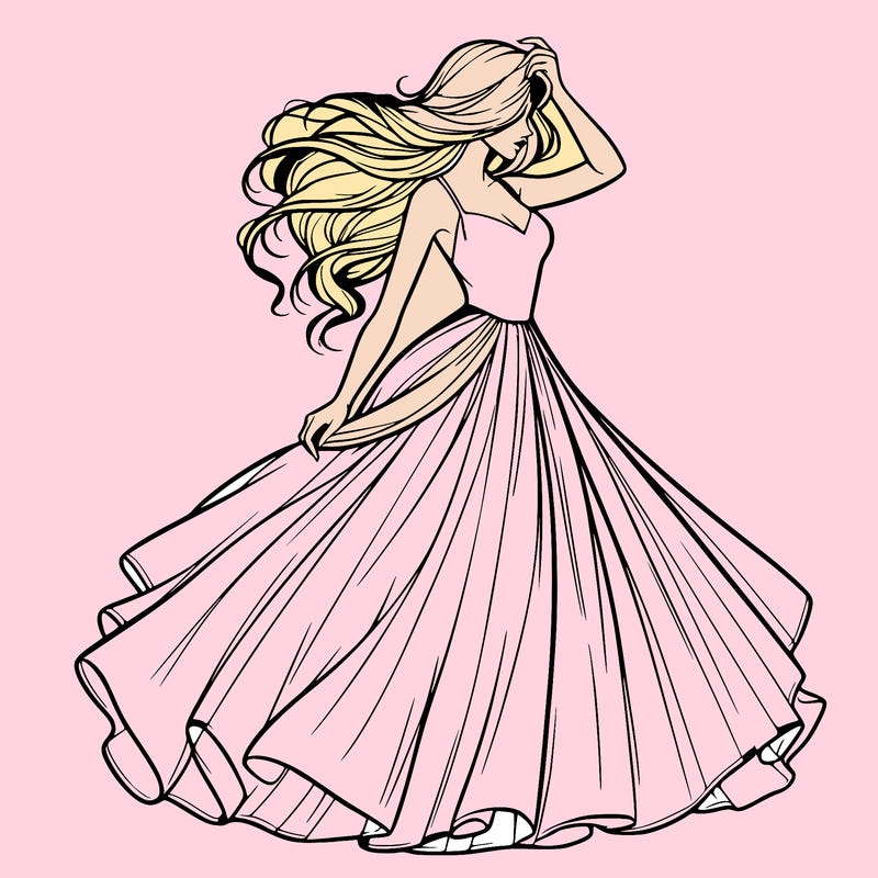 realistic woman with dress flowing in the wind