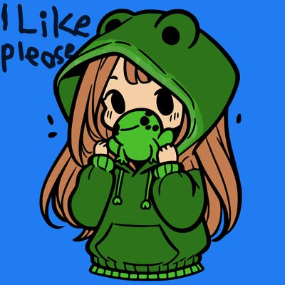 a girl holding a froggy hoodie