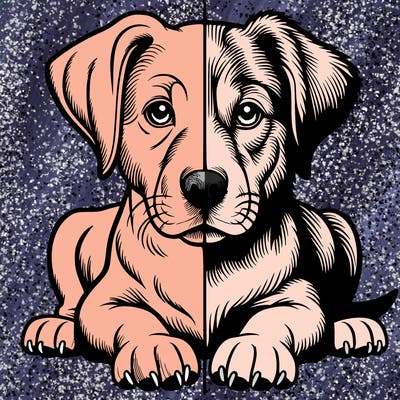 realistic dog split picture