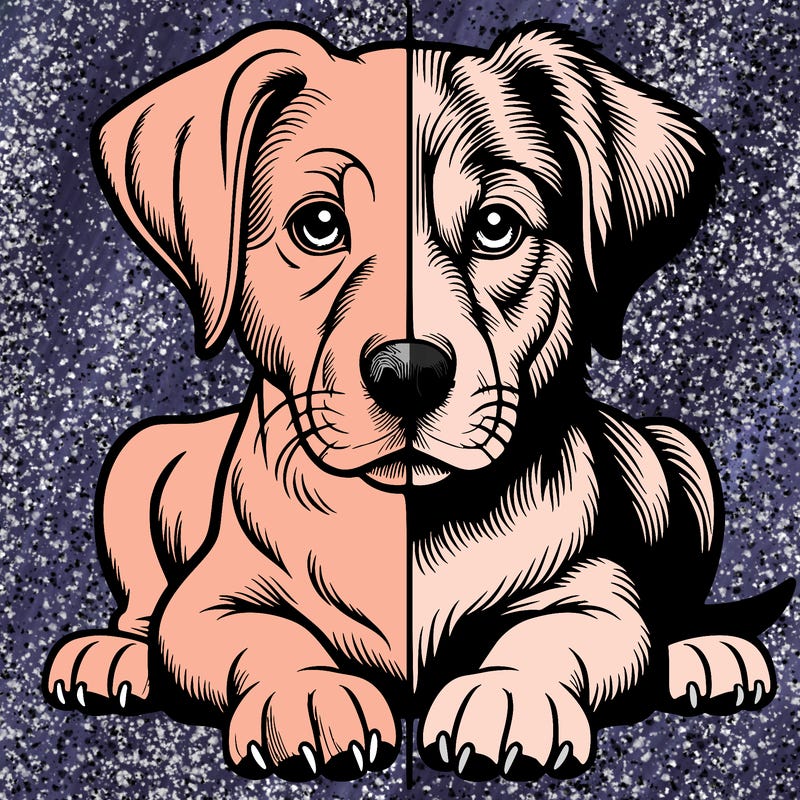 realistic dog split picture