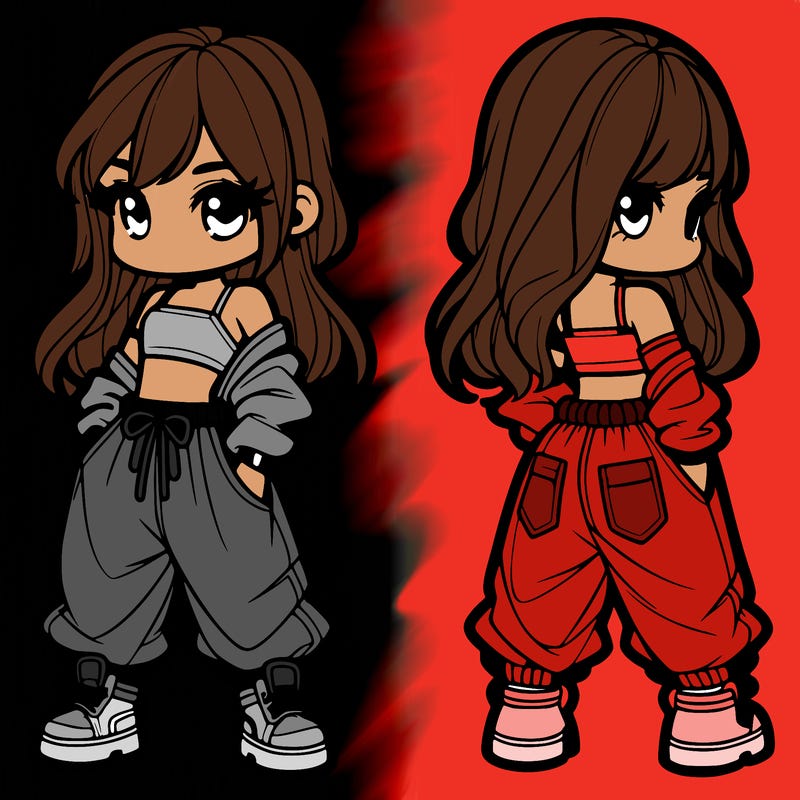 girl in crop top and baggy pants