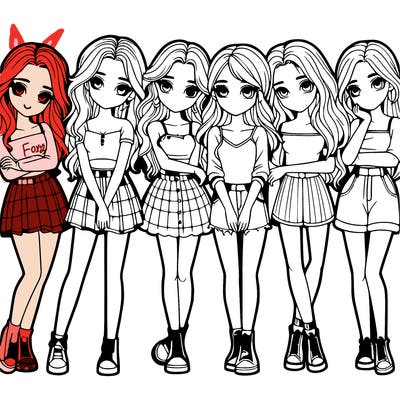 a group of girls realistic