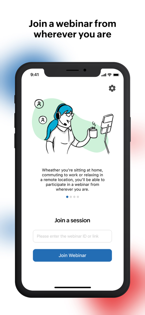 Zoho Webinar mobile app interface for joining a session by entering a webinar ID or link