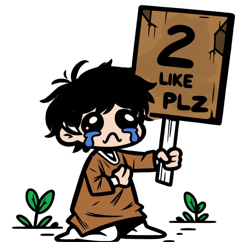 small poor toddler crying with sign that says 2 like plz