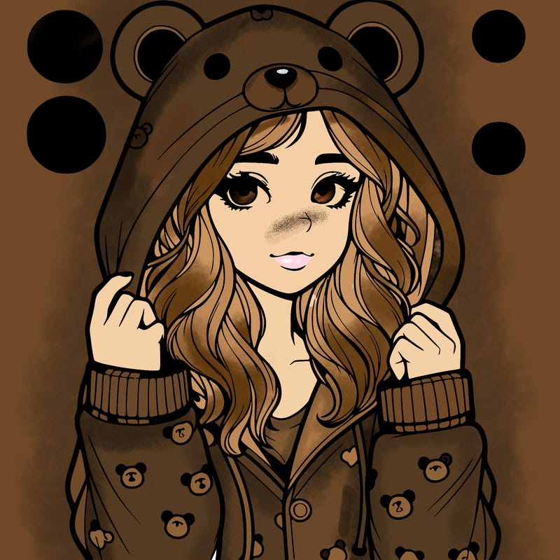 realistic girl in a animal pjs hoodie