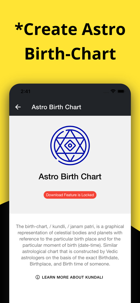 ClansRoot - Family Tree Maker - Astro Birth Chart and Kundli generation screen in the ClansRoot app.