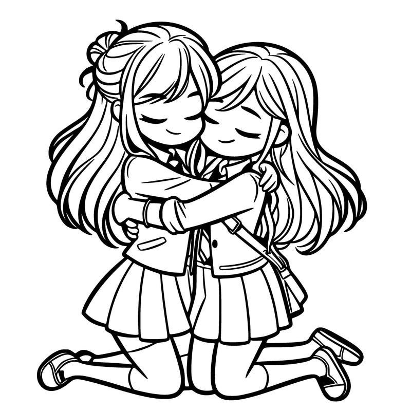 two girls hugging