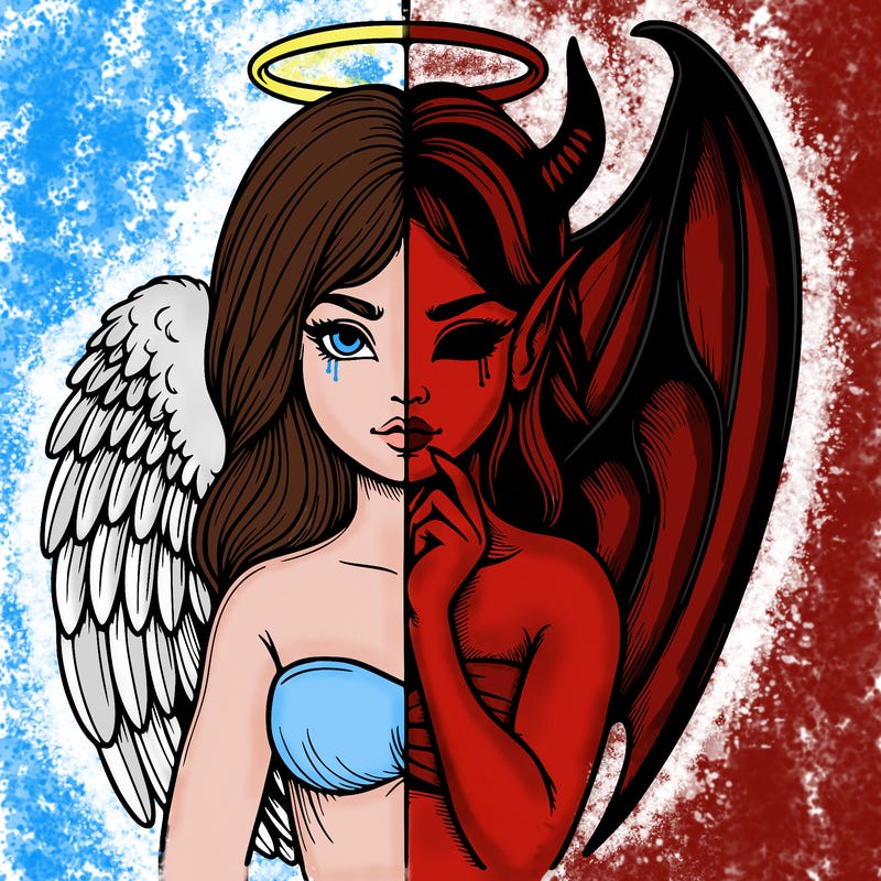 realistic angel half demon