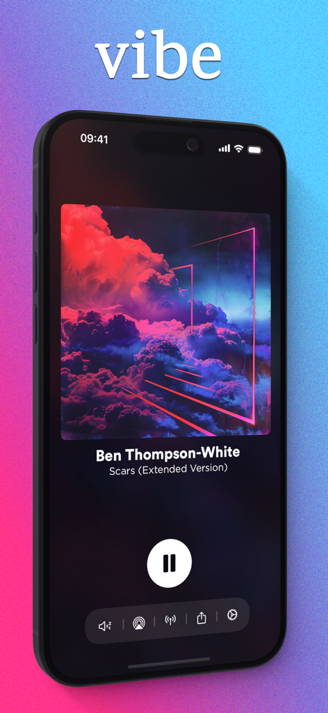 streammm: Radio, Lofi & Jazz - Minimalist interface of streammm music app featuring a lofi track and artistic album cover