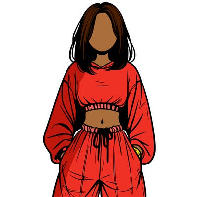 realistic girl faceless with baggy pants and a crop top