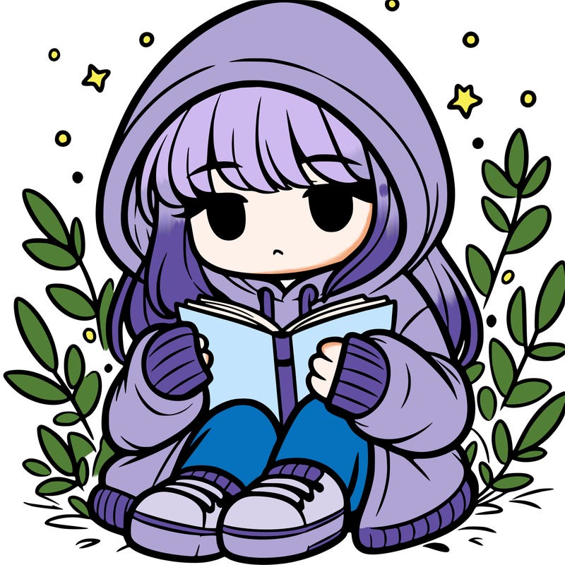 girl in oversized hoodie reading a book
