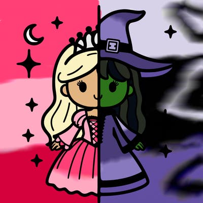split princess and witch