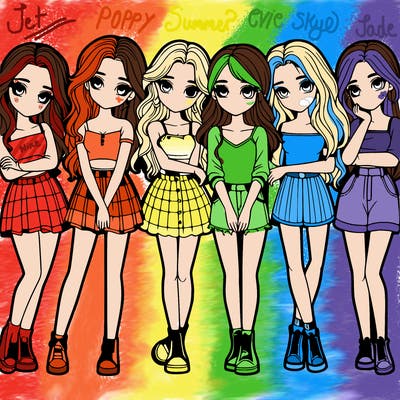 a group of girls realistic