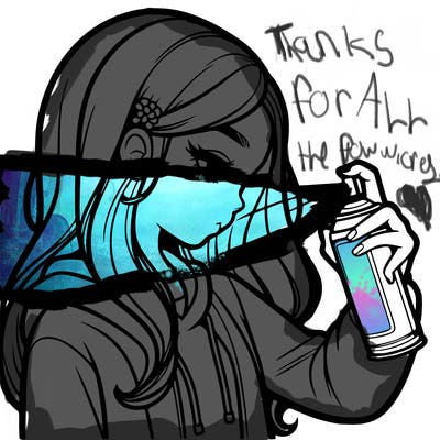 a realistic girl spray painting