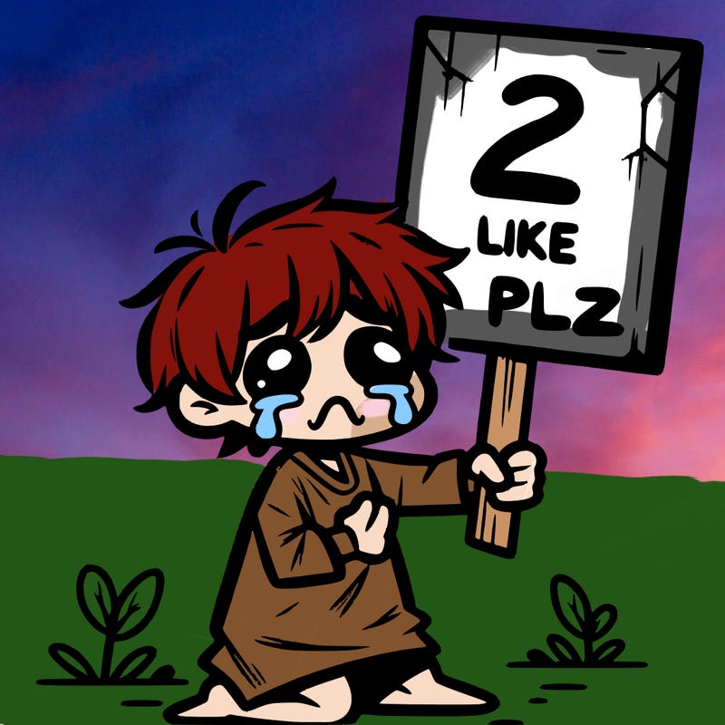 small poor toddler crying with sign that says 2 like plz