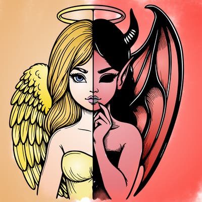 realistic angel half demon