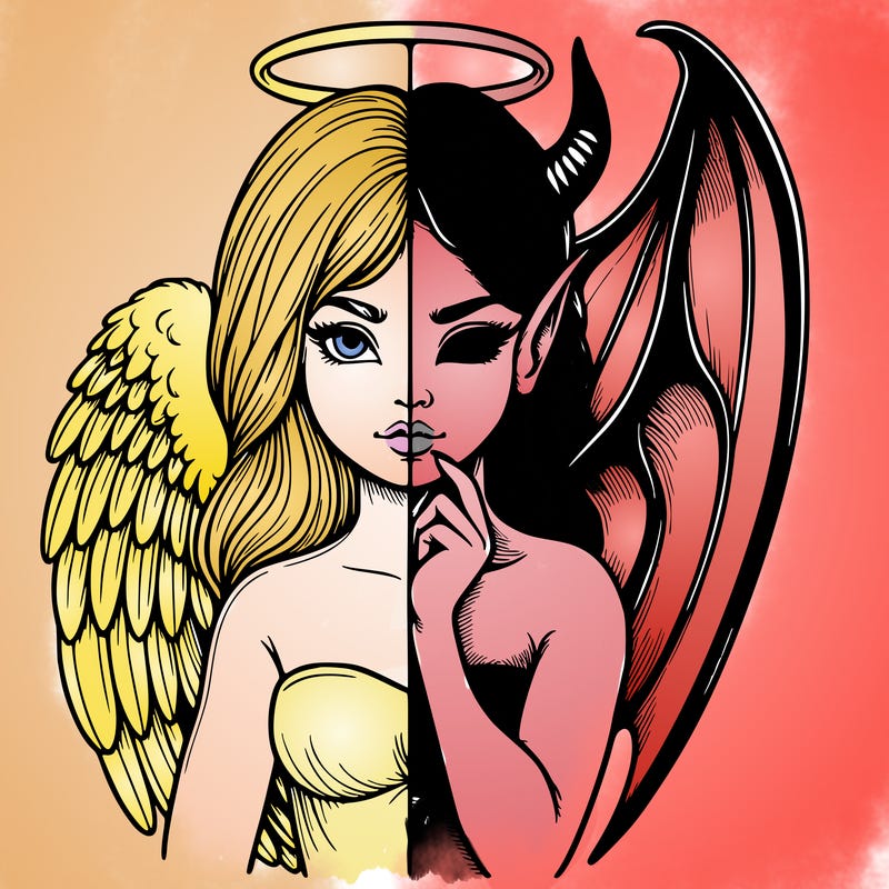 realistic angel half demon