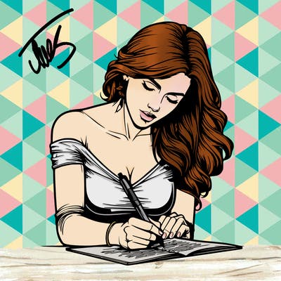 realistic female writing poetry