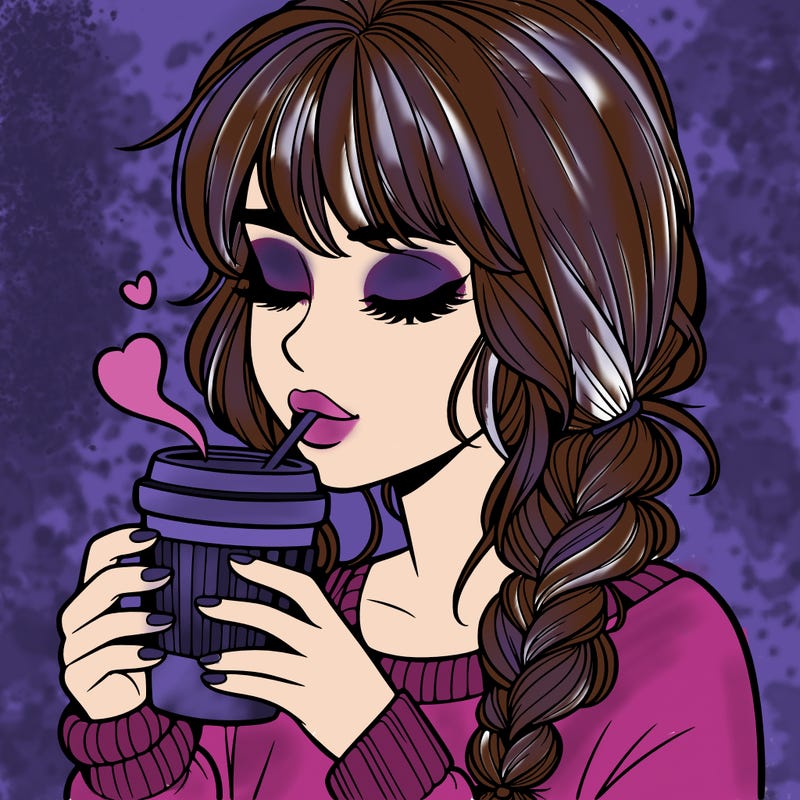 realistic girl drinking coffee