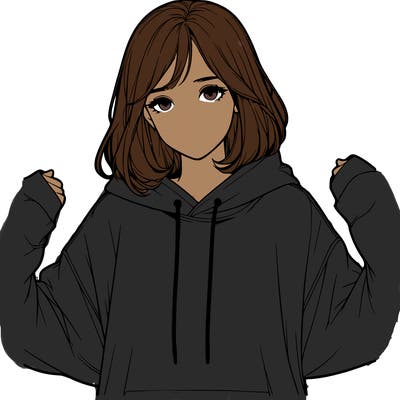 a realistic girl in a hoodie