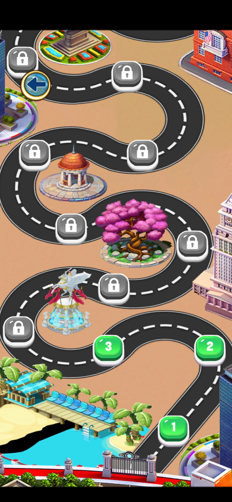Plumber: Water Connect Flow - Mapa de selección de nivel que muestra la progresión con niveles desbloqueados y bloqueados en Plumber Water Connect Flow.