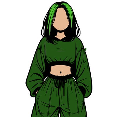 realistic girl faceless with baggy pants and a crop top