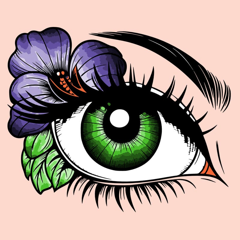 realistic eye with flower