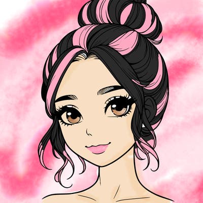 realistic pretty girl with hair in bun