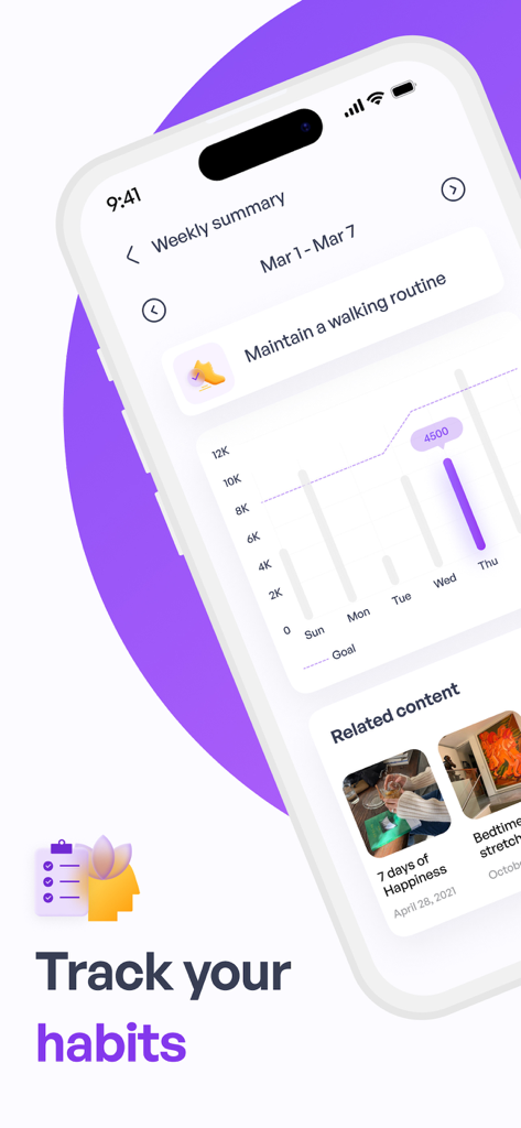 Pavlok - Pavlok app screenshot showing a weekly summary of a walking routine with a habit tracking chart