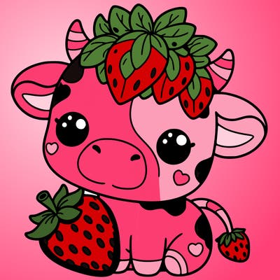 cute strawberry cow