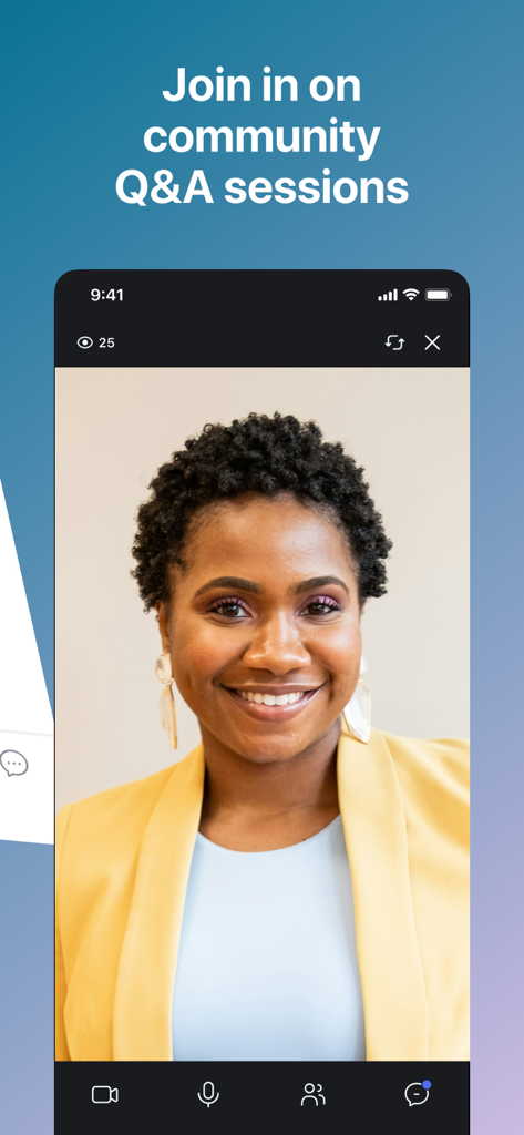 Know Your Norm - A woman participating in a live community QA session on the Know Your Norm app