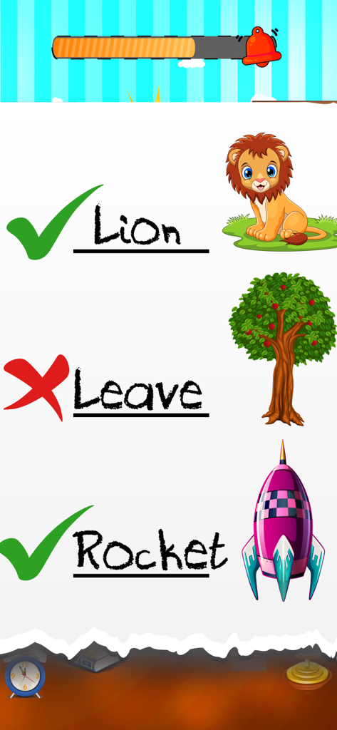 A classroom simulation game screen where a teacher is grading a student's exam paper using checkmarks and crosses.