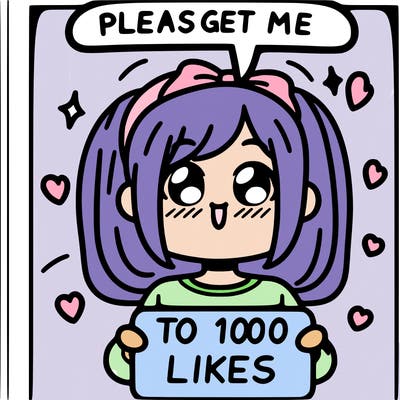 a girl saying please get me to 100 likes