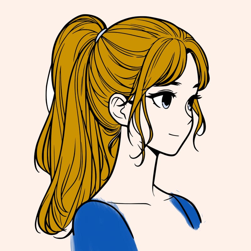 a realistic girl with a ponytail