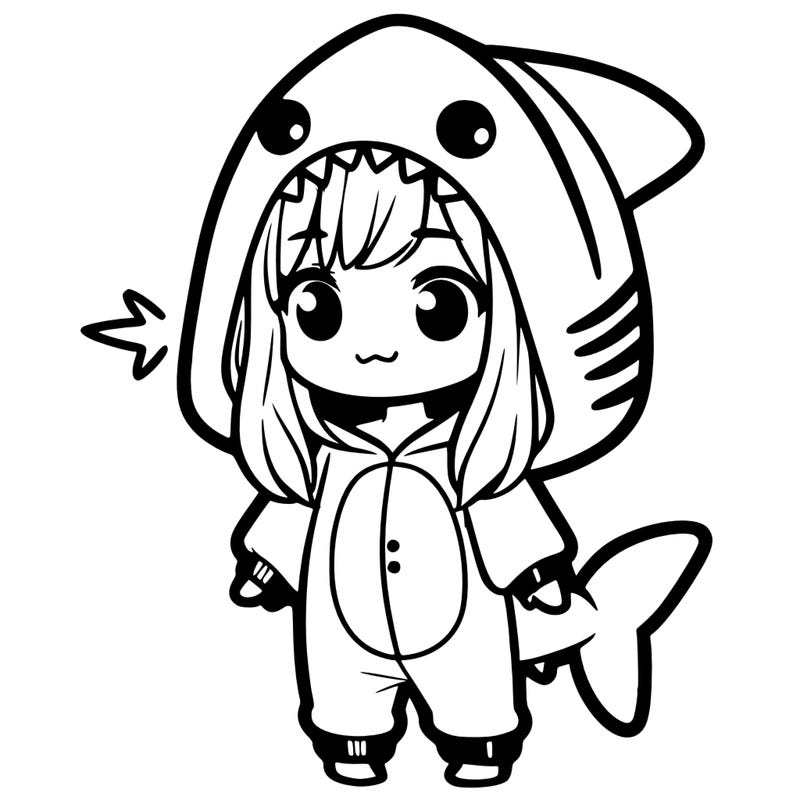 girl in shark onesie