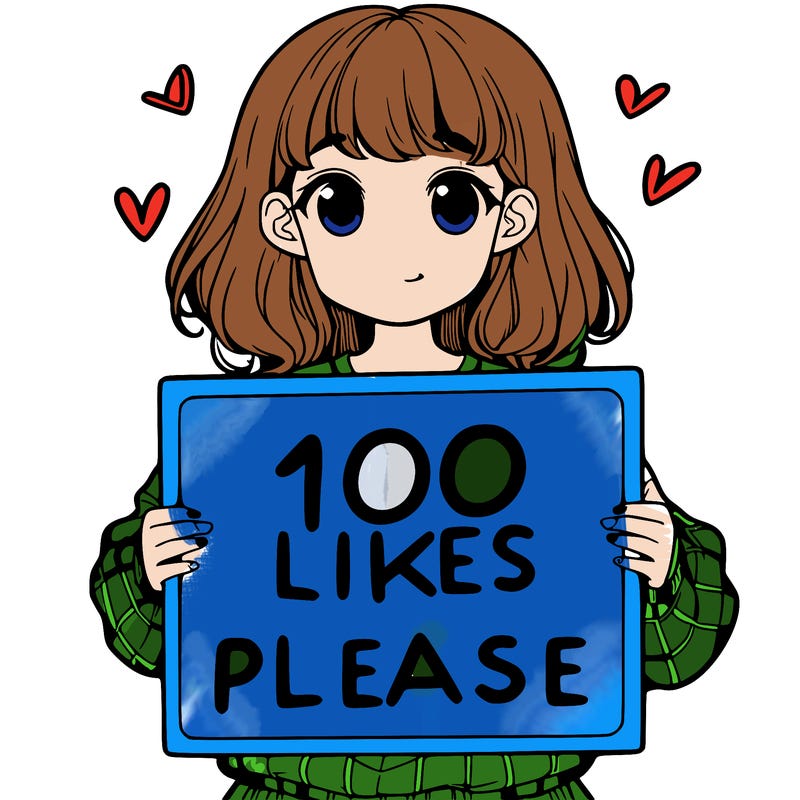 a girl holding a sign saying 100 likes please
