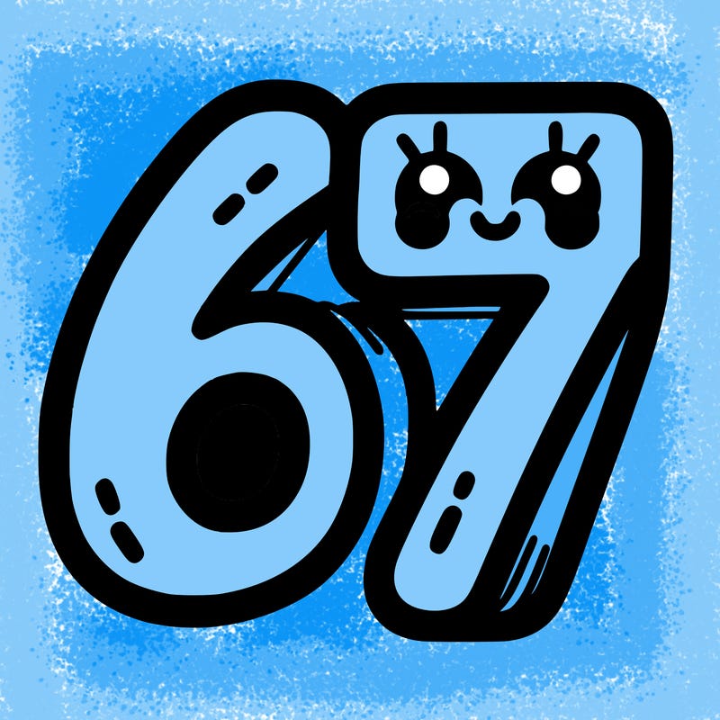 the numbers 67